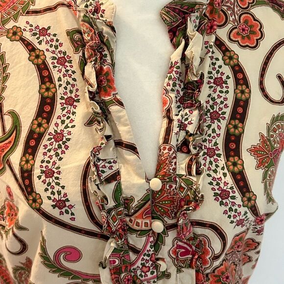 Tommy Hilfiger Women’s Paisley Red Sleeveless Ruffled Top Size Small 100% Cotton - Picture 5 of 10